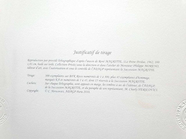 René magritte - la peine perdue - litho - afbeelding 5 van  5