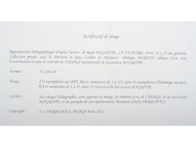 René magritte - la victoire - litho - afbeelding 2 van  10