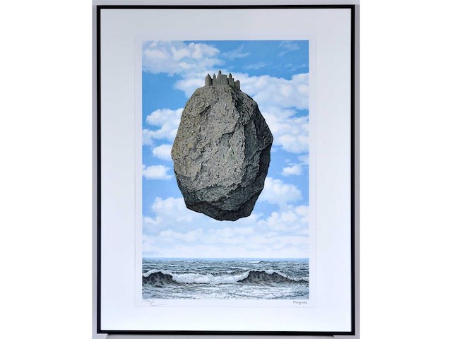 René magritte - le chateau des pyrenées - litho - ingelijst - afbeelding 1 van  5