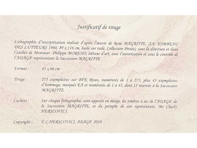 René magritte - le tombeau des lutteurs - litho - afbeelding 7 van  7