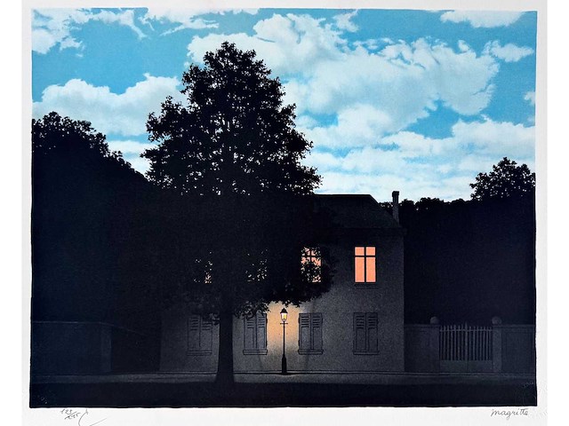René magritte - l’empire des lumières - litho - afbeelding 1 van  7
