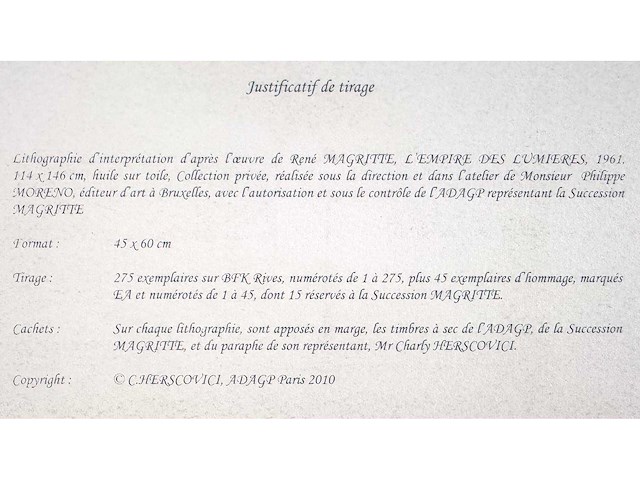 René magritte - l’empire des lumières - litho - afbeelding 7 van  7