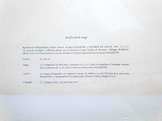 René magritte - l’entrée en scène - litho - afbeelding 5 van  5