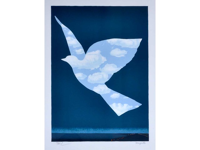 René magritte - l’oiseau de ciel - litho - afbeelding 2 van  3