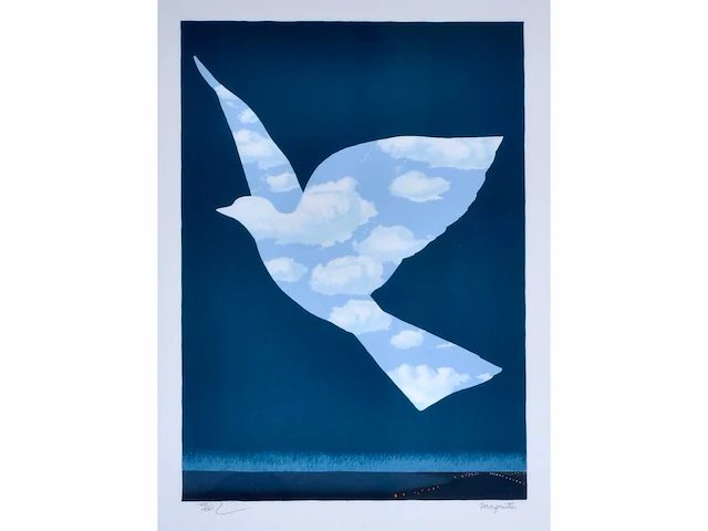 René magritte - l’oiseau de ciel - litho - afbeelding 2 van  4