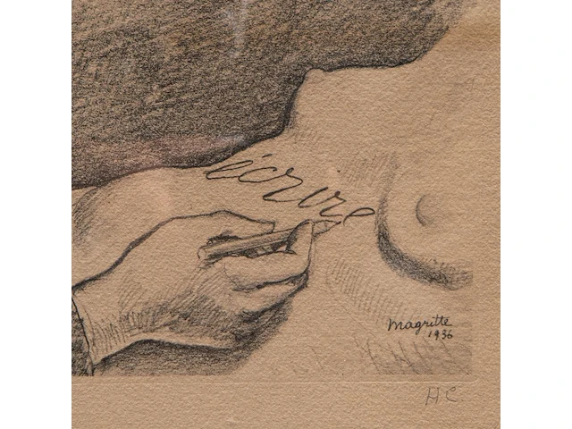 René magritte (1898-1967), 'ecrire, portrait de paul eluard', etching, h.c. 31 x 36.5 cm. (12.19 x 14.36 in.), frame: 61 x 64.5 cm. (24.01 x 25.39 in.) - afbeelding 4 van  5