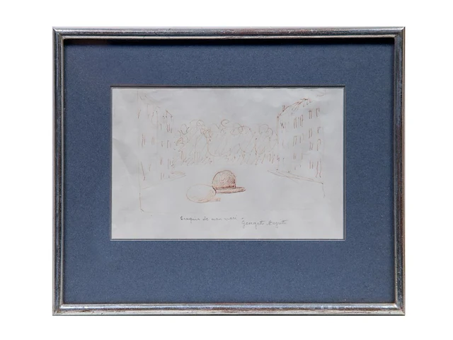 René magritte (1898-1967), two interesting framed recto-verso study sketches, and several letters and correspondence rectangular drawing 14.5 x 14.5 cm. (5.71 x 5.71 in.), drawing with hat 12 x 19 cm. (4.71 x 7.48 in.) - afbeelding 3 van  9