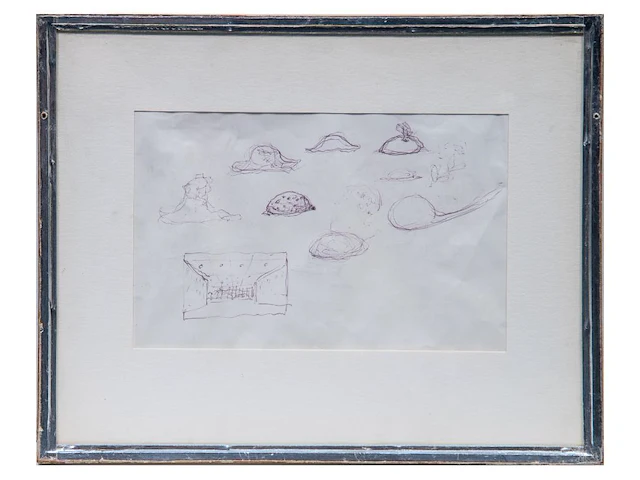 René magritte (1898-1967), two interesting framed recto-verso study sketches, and several letters and correspondence rectangular drawing 14.5 x 14.5 cm. (5.71 x 5.71 in.), drawing with hat 12 x 19 cm. (4.71 x 7.48 in.) - afbeelding 5 van  9
