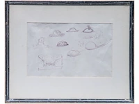 René magritte (1898-1967), two interesting framed recto-verso study sketches, and several letters and correspondence rectangular drawing 14.5 x 14.5 cm. (5.71 x 5.71 in.), drawing with hat 12 x 19 cm. (4.71 x 7.48 in.) - afbeelding 5 van  9
