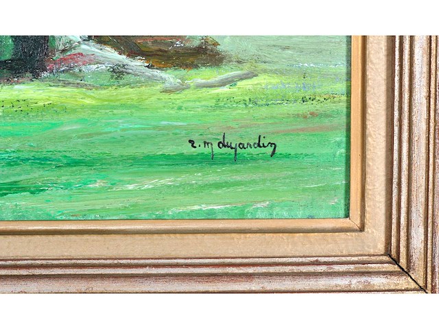 René marie dujardin - landschap met bloesems - olie op doek - 50x60 cm - afbeelding 4 van  10