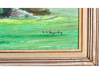 René marie dujardin - landschap met bloesems - olie op doek - 50x60 cm - afbeelding 4 van  10