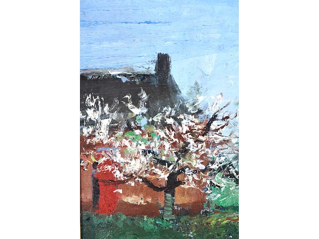 René marie dujardin - landschap met bloesems - olie op doek - 50x60 cm - afbeelding 5 van  10