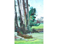 René marie dujardin - landschap met bloesems - olie op doek - 50x60 cm - afbeelding 8 van  10