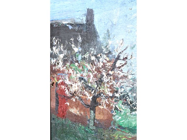 René marie dujardin - landschap met bloesems - olie op doek - 50x60 cm - afbeelding 10 van  10