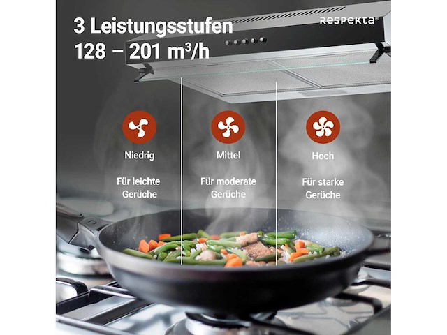 Respekta lili onderkastafzuigkap, met glazen kap, 60 cm - afbeelding 5 van  6