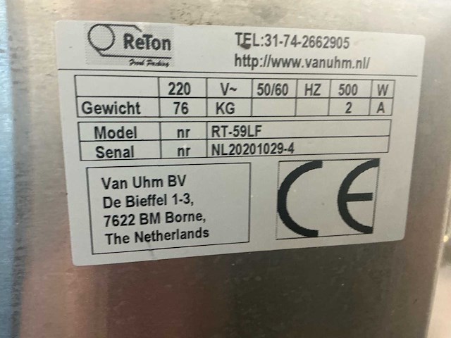 Reton rt-59lf traysealmachine -vacuüm - afbeelding 6 van  9
