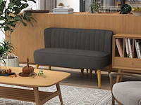 Retro 2-zits designer bank met houten poten - donkergrijs - afbeelding 1 van  7