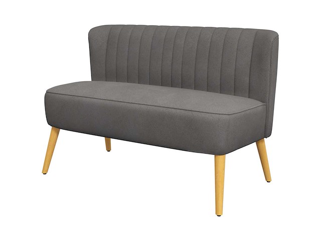 Retro 2-zits designer bank met houten poten - donkergrijs - afbeelding 3 van  7