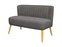 Retro 2-zits designer bank met houten poten - donkergrijs - afbeelding 3 van  7