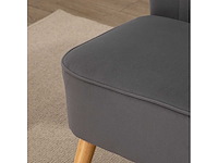 Retro 2-zits designer bank met houten poten - donkergrijs - afbeelding 6 van  7