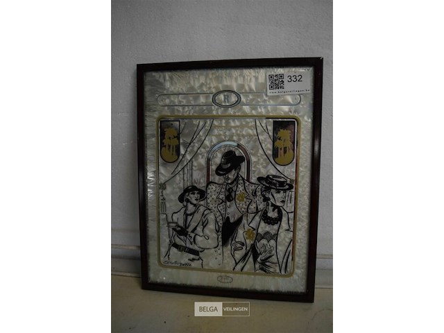 Retro beschilderde spiegel edwin de bie - afbeelding 1 van  3