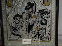 Retro beschilderde spiegel edwin de bie - afbeelding 2 van  3