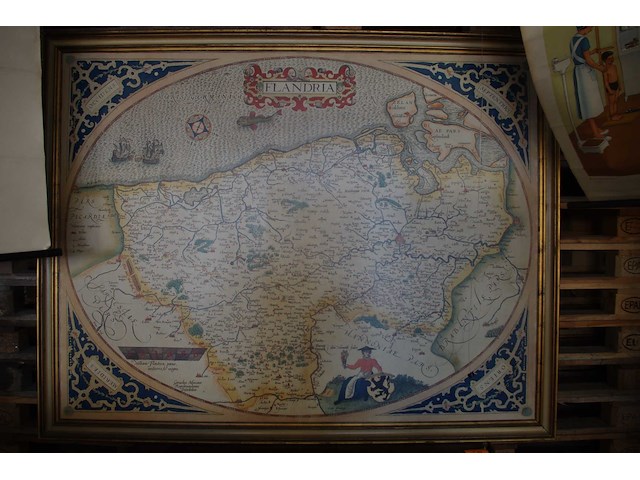 Retro kaart vlaanderen - afbeelding 1 van  2