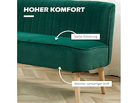 Retro stijl 2-zits bank, houten poten, donkergroen - afbeelding 5 van  8