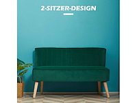 Retro stijl 2-zits bank, houten poten, donkergroen - afbeelding 7 van  8