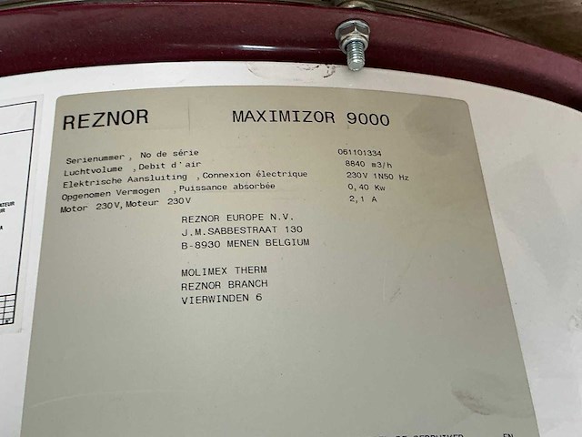 Reznor maximizor ventilator - afbeelding 7 van  8