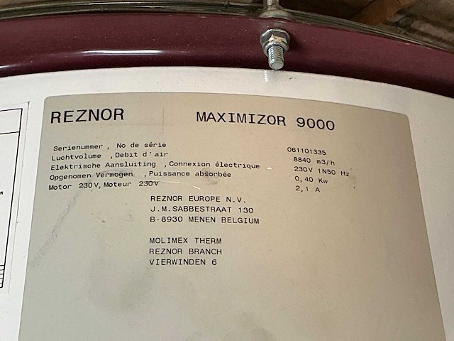 Reznor maximizor ventilator - afbeelding 7 van  8