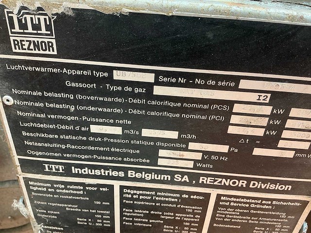 Reznor ub75he industriële luchtverwarmer - afbeelding 7 van  8
