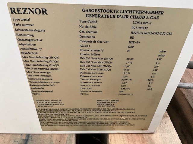 Reznor udsa-025-2 heater gas - afbeelding 5 van  5