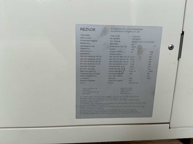 Reznor ulsa 050 gas luchtverwarmer - afbeelding 2 van  10