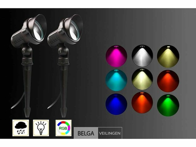 Rgb led-spot – ip54waterdicht – aluminium – ø60 mm – inclusief lamp (x6) - afbeelding 1 van  5