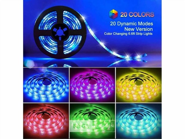 Rgb led strip 5m – complete kit met afstandsbediening en adapter (x10) - afbeelding 4 van  6