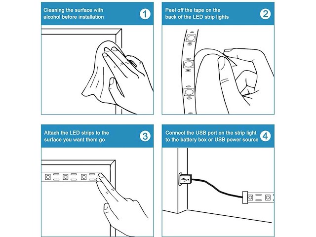 Rgb led strip 5m – complete kit met afstandsbediening en adapter (x4) - afbeelding 2 van  2