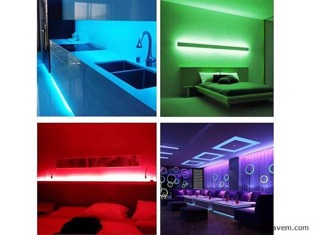 Rgb led strip 5m . complete kit met afstandsbediening en adapter (x4) - afbeelding 5 van  5