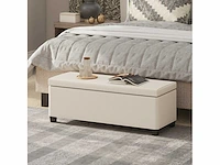 Ribfluwelen opbergbank aan het einde van het bed met deksel - 112 x 42 x 40 cm, beige