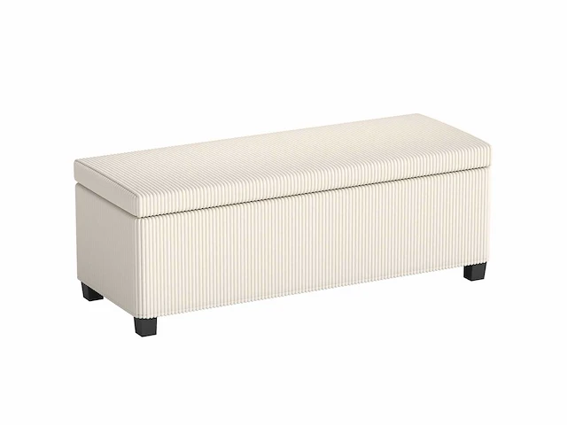Ribfluwelen opbergbank aan het einde van het bed met deksel - 112 x 42 x 40 cm, beige - afbeelding 2 van  5