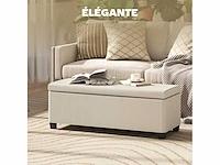 Ribfluwelen opbergbank aan het einde van het bed met deksel - 112 x 42 x 40 cm, beige - afbeelding 4 van  5