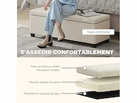 Ribfluwelen opbergbank aan het einde van het bed met deksel - 112 x 42 x 40 cm, beige - afbeelding 5 van  5