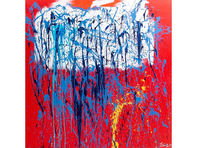 Rick triest - abstracte compositie - acryl op doek - 190x190 cm - afbeelding 1 van  1