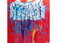 Rick triest - abstracte compositie - acryl op doek - 190x190 cm - afbeelding 1 van  1