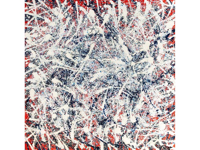 Rick triest - abstracte compositie - acryl op doek - 190x190 cm - afbeelding 1 van  3
