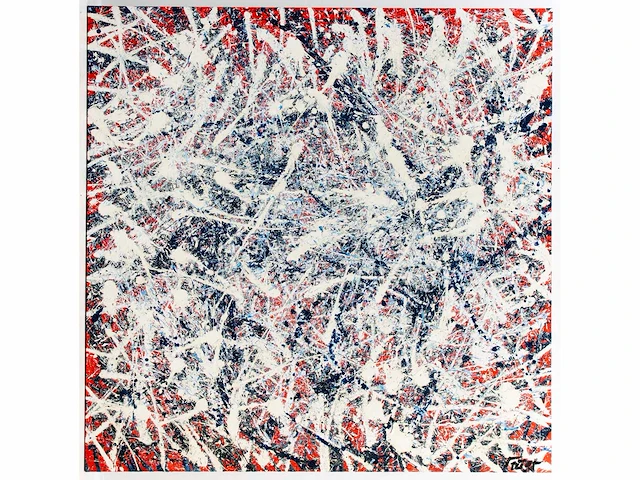 Rick triest - abstracte compositie - acryl op doek - 190x190 cm - afbeelding 2 van  3