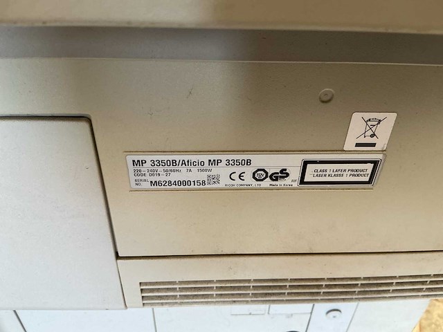 Ricon mp 3350b/aficio m 6284000158 overige printers en copiers - afbeelding 3 van  3