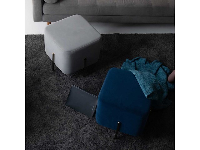 Riga blauw fluwelen zitzak 43 x 43 x 43 cm - afbeelding 8 van  9