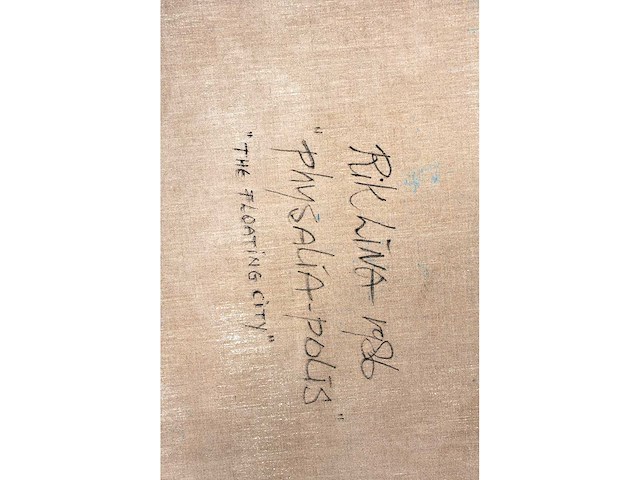 Rik lina – phaysalia-polis, the floating city - olie op doek - 300×140 cm - afbeelding 7 van  16