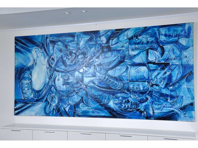 Rik lina – phaysalia-polis, the floating city - olie op doek - 300×140 cm - afbeelding 11 van  16